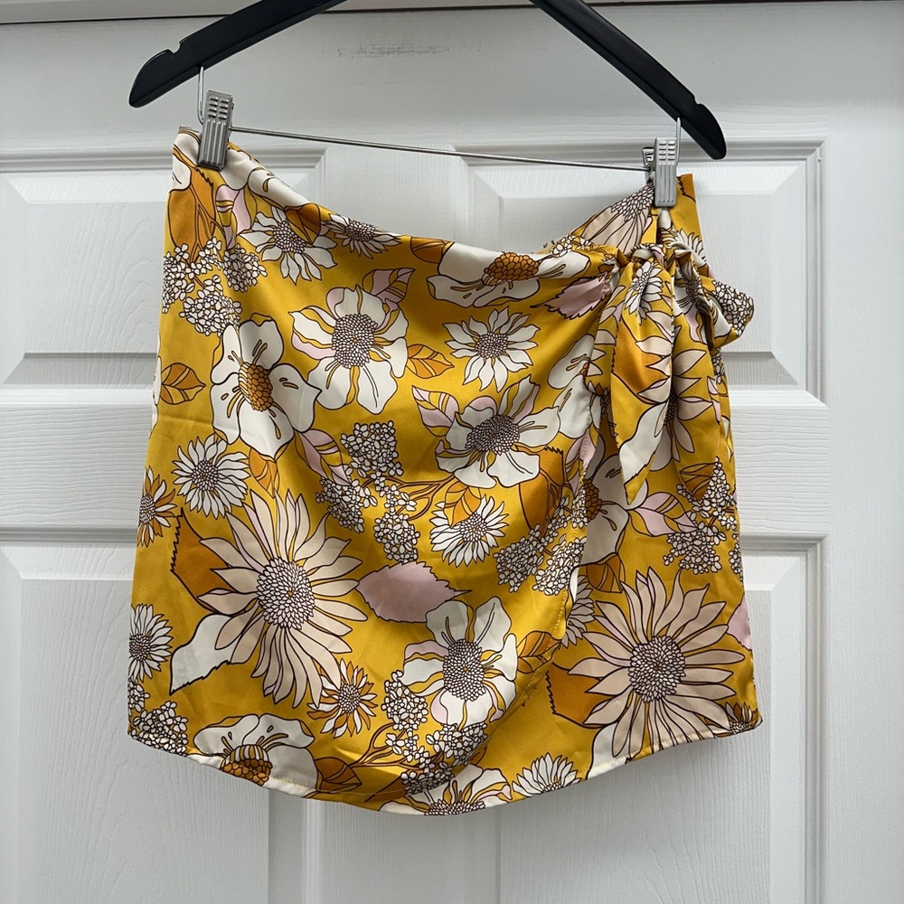 Floral Yellow Mini Skirt